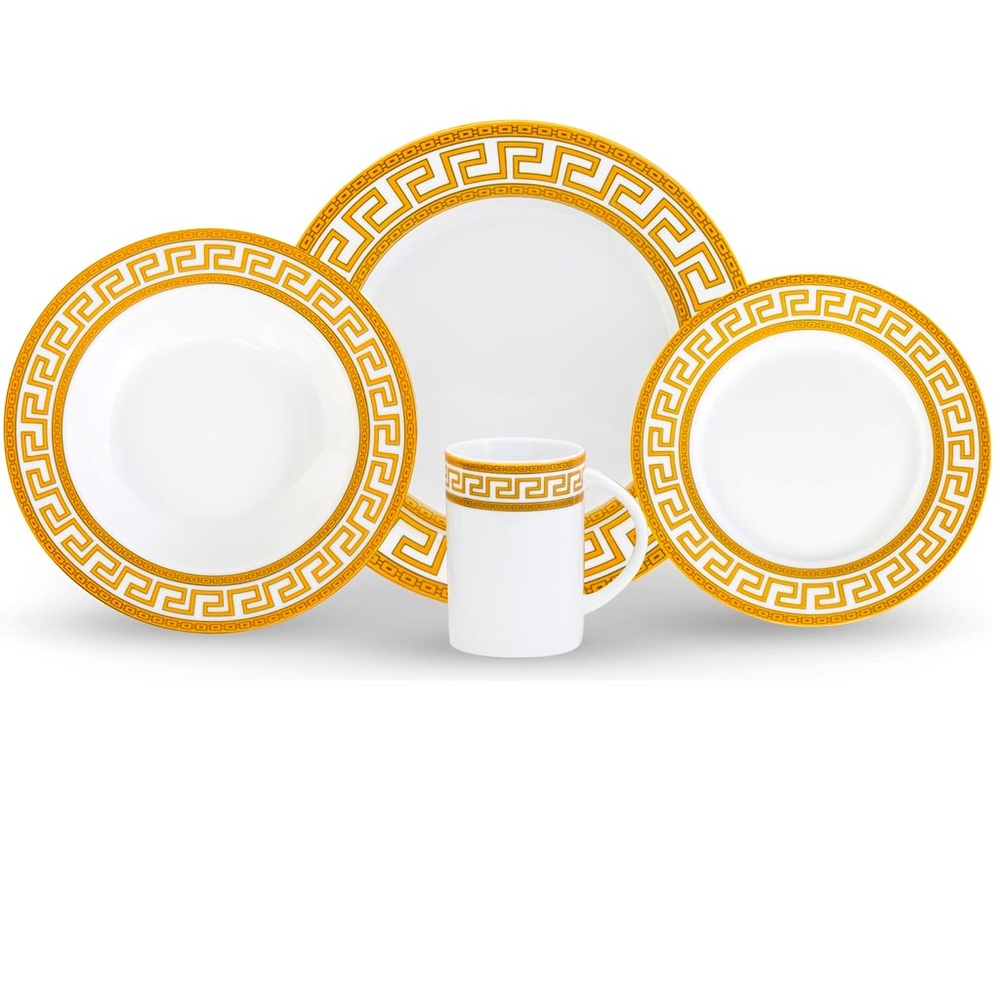 Versace Gold Greek Key Dinnerware Set